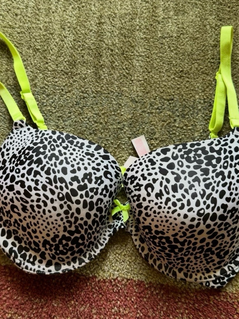 Victoria’s Secret PINK Neon Leopard Push Up Bra 34DD #217